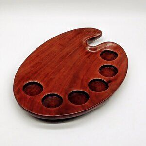 Handmade Haitian Solid Mahogany Wood Artist Palette Tray